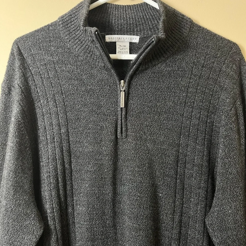 Geoffrey Beene Charcoal 1/4 Zip Sweater Size‎ XL Academia Preppy Casual